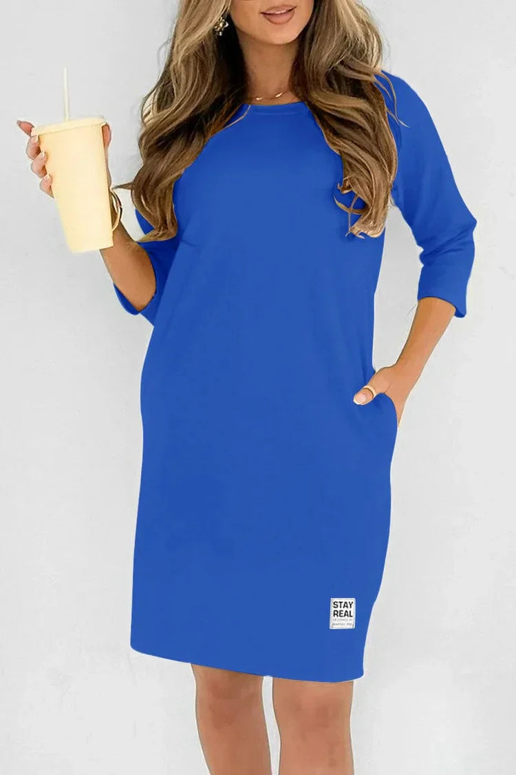 ⁘ Palmira Biagi™ Damen Freizeitkleid mit Rundhalsausschnitt