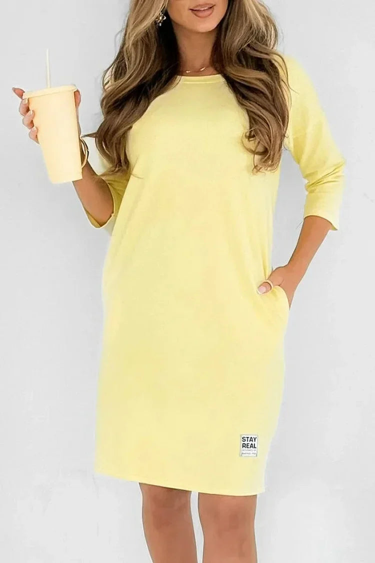 ⁘ Palmira Biagi™ Damen Freizeitkleid mit Rundhalsausschnitt