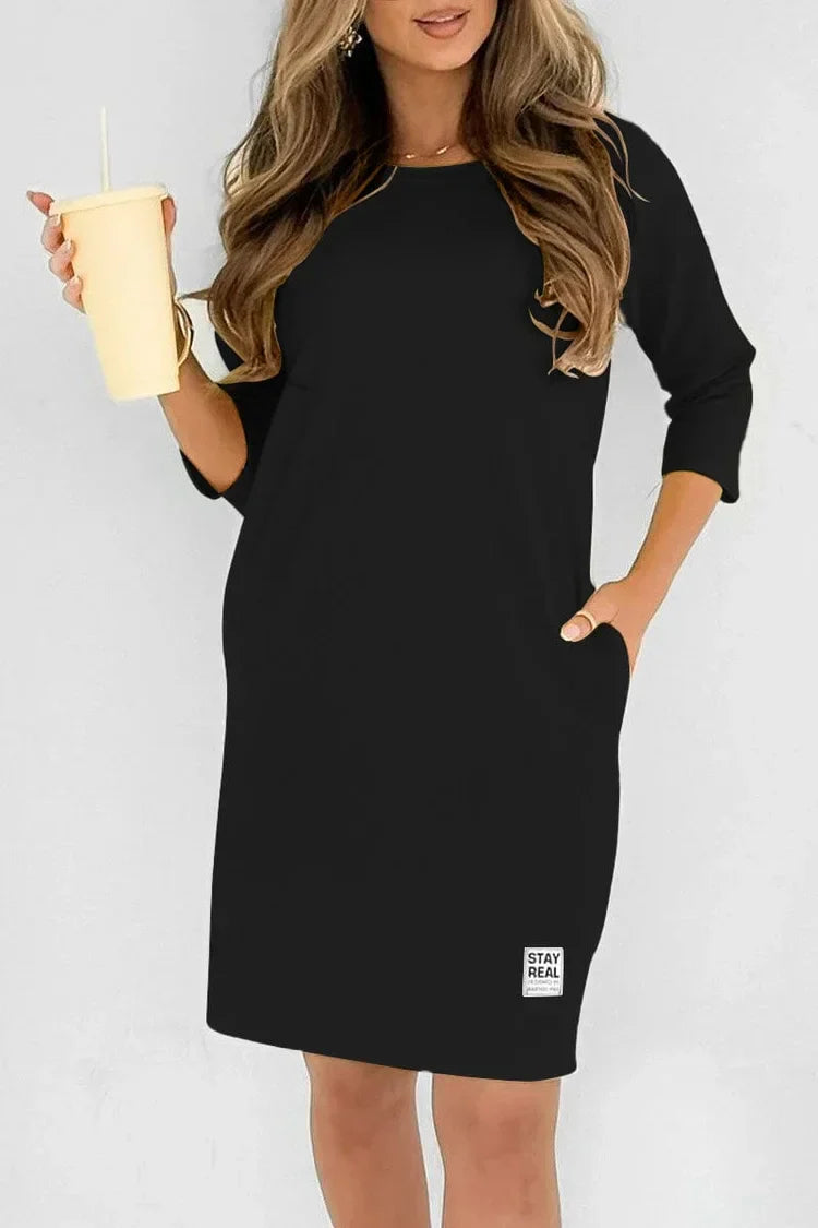 ⁘ Palmira Biagi™ Damen Freizeitkleid mit Rundhalsausschnitt