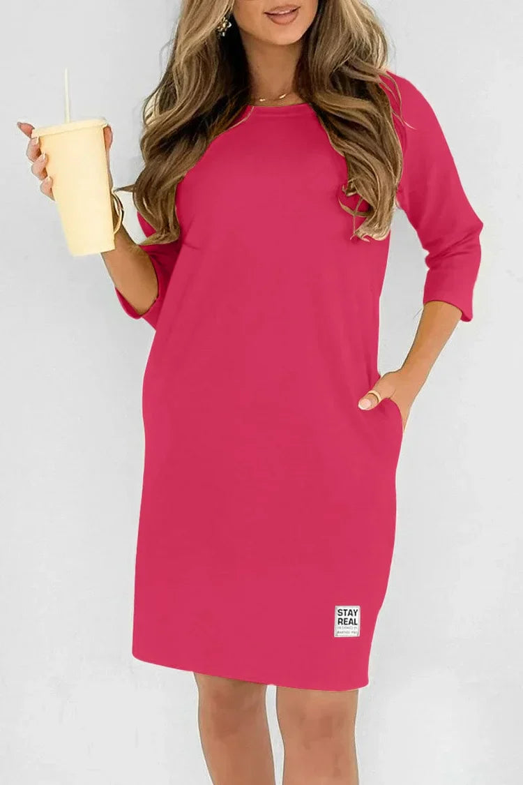 ⁘ Palmira Biagi™ Damen Freizeitkleid mit Rundhalsausschnitt