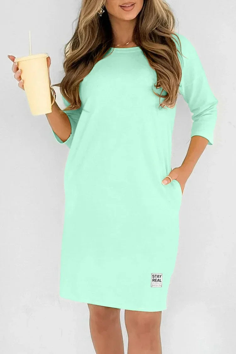 ⁘ Palmira Biagi™ Damen Freizeitkleid mit Rundhalsausschnitt