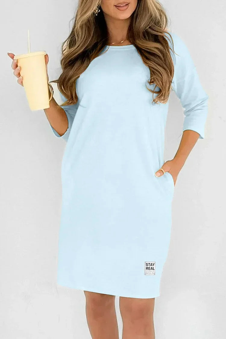 ⁘ Palmira Biagi™ Damen Freizeitkleid mit Rundhalsausschnitt